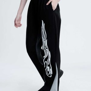 flame print sweatpants youthful & bold urban style 1447