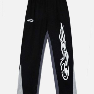 flame print sweatpants youthful & bold urban style 8344