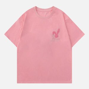 flocked rabbit tee youthful & quirky streetwear essential 1366