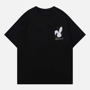 flocked rabbit tee youthful & quirky streetwear essential 4880