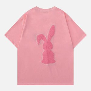 flocked rabbit tee youthful & quirky streetwear essential 5022