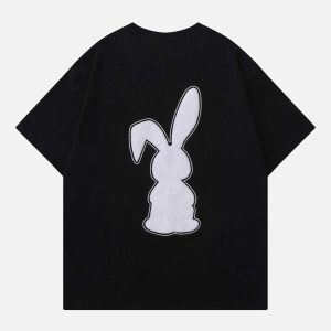 flocked rabbit tee youthful & quirky streetwear essential 6664