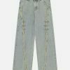 fringe metal buckle jeans edgy & retro streetwear 7397