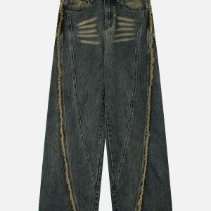 fringe washed jeans edgy & retro denim 8042