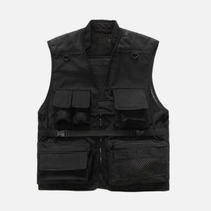 functional multi pocket vest sleek & urban utility wear 6363