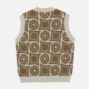 geometric embroidered vest sweater youthful & chic design 3241