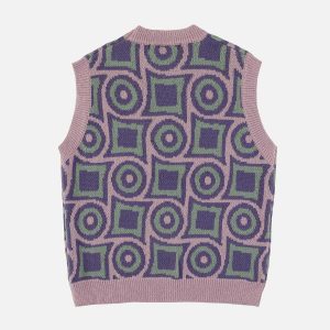 geometric embroidered vest sweater youthful & chic design 5785