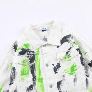 graffiti denim jacket white   iconic urban streetwear 2341