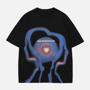 heart abstract print t shirt dynamic & youthful design 8104