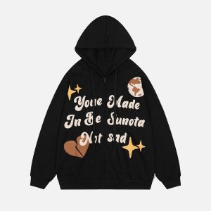 iconic cartoon alphabet hoodie youthful & trendy design 2693