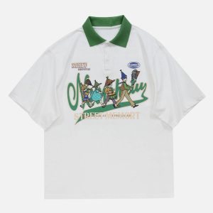 iconic cartoon character polo tee youthful & trendy 4112