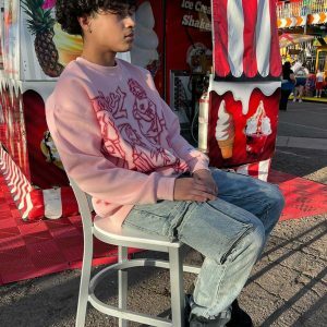 iconic cartoon print sweatshirt   youthful urban style 2240