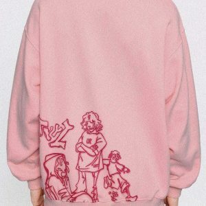 iconic cartoon print sweatshirt   youthful urban style 2950