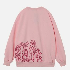 iconic cartoon print sweatshirt   youthful urban style 3133