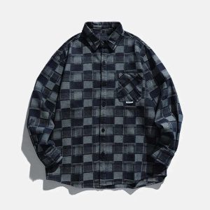 iconic check print shirt longsleeved & youthful style 7474