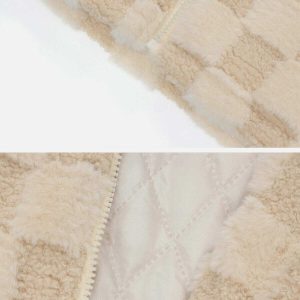 iconic checkerboard sherpa coat winter streetwear essential 5005