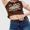 iconic contrast castle print cropped tee youthful style 3973