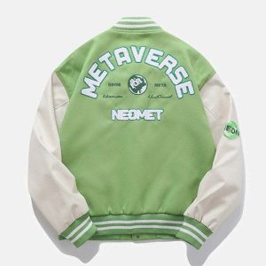 iconic flocking embroidery varsity jacket   urban chic 3914