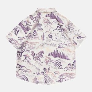 iconic landscape chinese painting shirt youthful design 8195