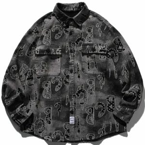 iconic letter bandanna print shirt youthful longsleeve design 1876