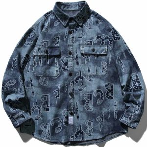 iconic letter bandanna print shirt youthful longsleeve design 7719