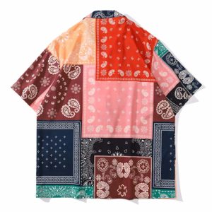 iconic panel pattern bandana shirt youthful short sleeve 1316