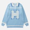 iconic patch letters sweater youthful urban design 1015