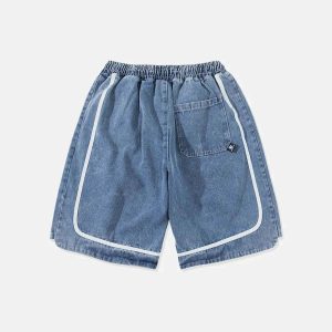 iconic patchwork letter denim shorts youthful design 5043