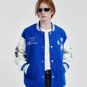 iconic patchwork varsity jacket   embroidered urban chic 4432