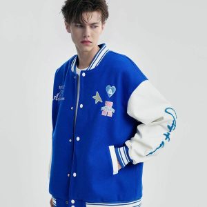 iconic patchwork varsity jacket   embroidered urban chic 8658