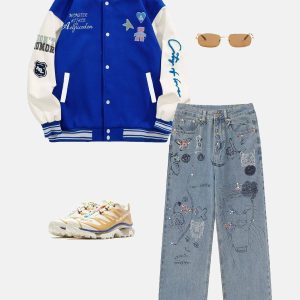 iconic patchwork varsity jacket   embroidered urban chic 8746