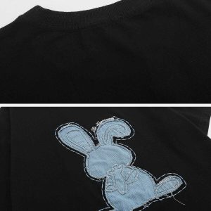 iconic rabbit applique tee youthful denim embroidery 4839