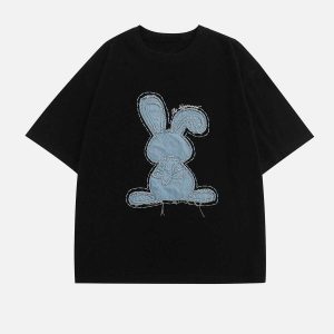 iconic rabbit applique tee youthful denim embroidery 8706