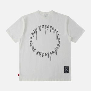 iconic ring shaped gothic tee youthful letter print 6237