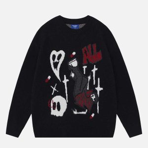 iconic skeleton jacquard sweater urban & youthful appeal 2000