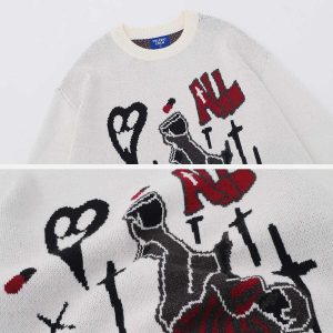 iconic skeleton jacquard sweater urban & youthful appeal 6304