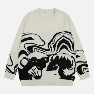 iconic skeleton portrait sweater   edgy urban style 8020