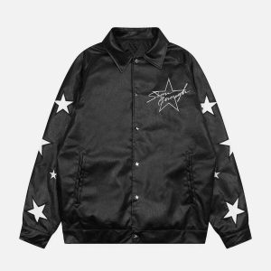 iconic star embroidered leather jacket urban chic 1317