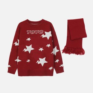 iconic star jacquard scarf sweater youthful & dynamic 1895