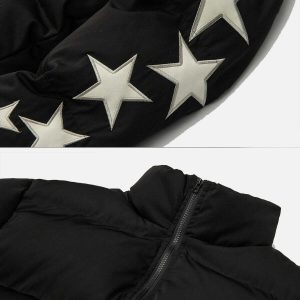 iconic star letter embroidered coat winter chic 3081