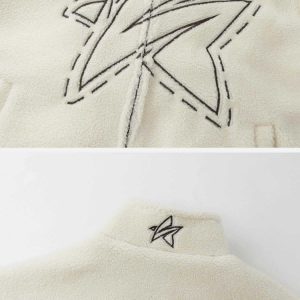 iconic stars embroidered sherpa coat youthful & cozy 6953