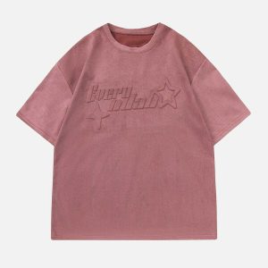 iconic suede star embossed tee youthful streetwear appeal 6208