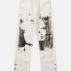 ink splash jeans urban style & dynamic design 3529