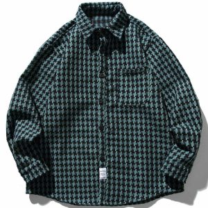 irregular plaid shirt long sleeve youthful design 3622