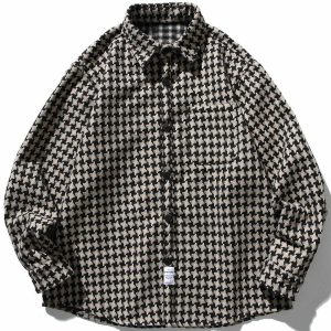 irregular plaid shirt long sleeve youthful design 8606