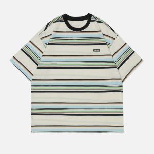 labeled stripes tee youthful & dynamic streetwear essential 6674