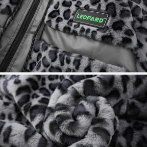 leopard & plush winter coat transparent pu design 1863