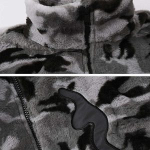 luminous camo graphic sherpa coat   youthful urban warmth 3901