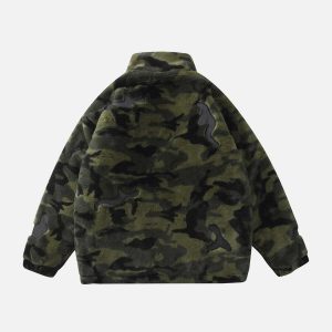 luminous camo graphic sherpa coat   youthful urban warmth 5826