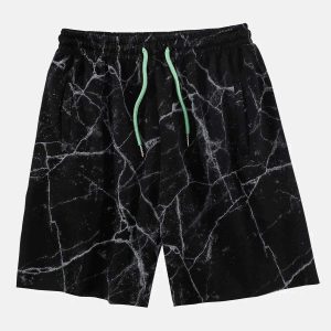 marble pattern shorts dynamic drawstring design 6786